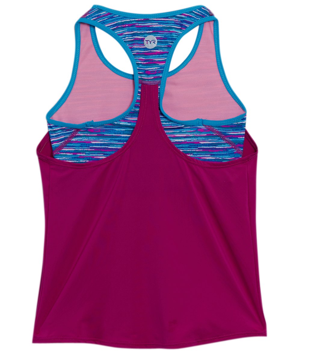 TYR Girls' Sunray Ava 2 in 1 Tankini Top (Big Kid) Multi