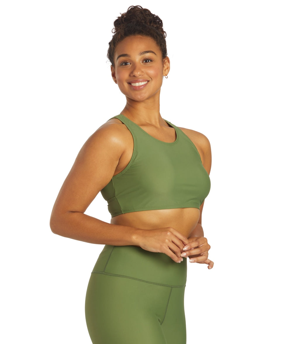 Sporti Active High Neck Crop Bikini Top Olive