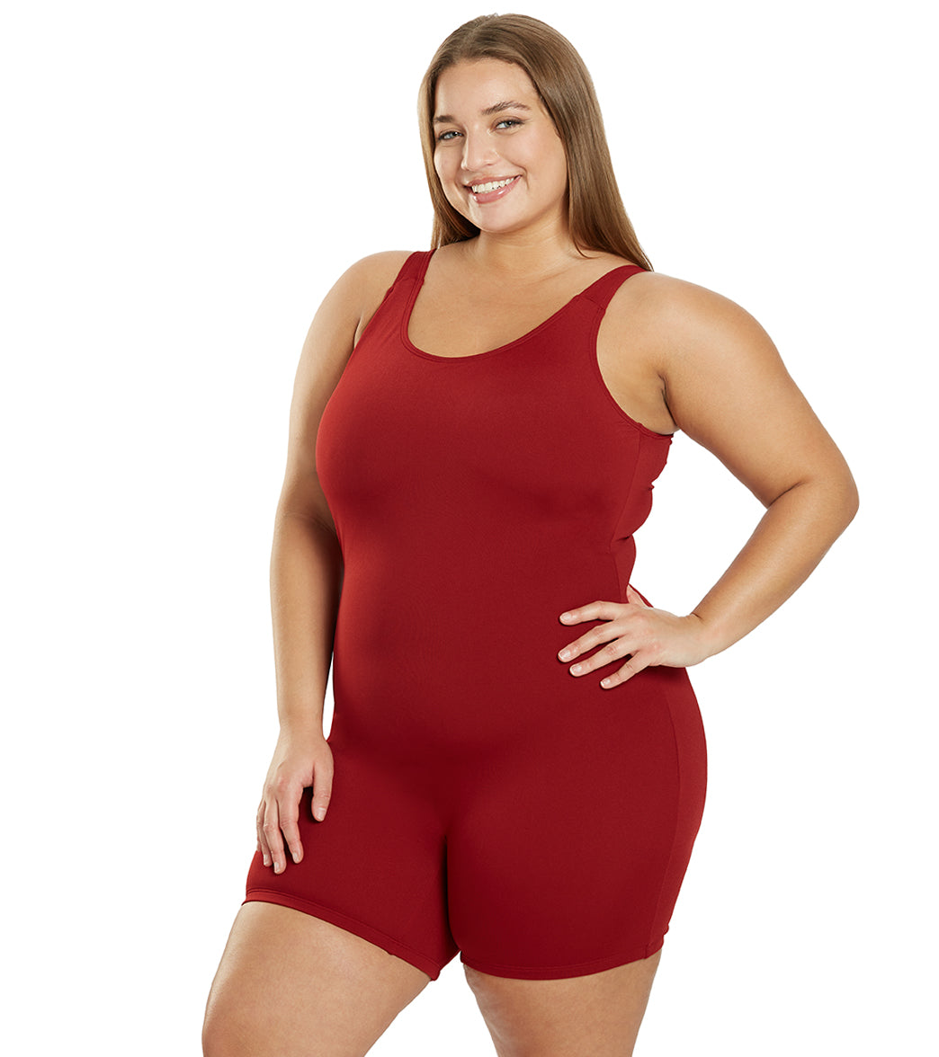 Sporti Plus Size HydroLast Chlorine Resistant Scoop Back Unitard One Piece Swimsuit