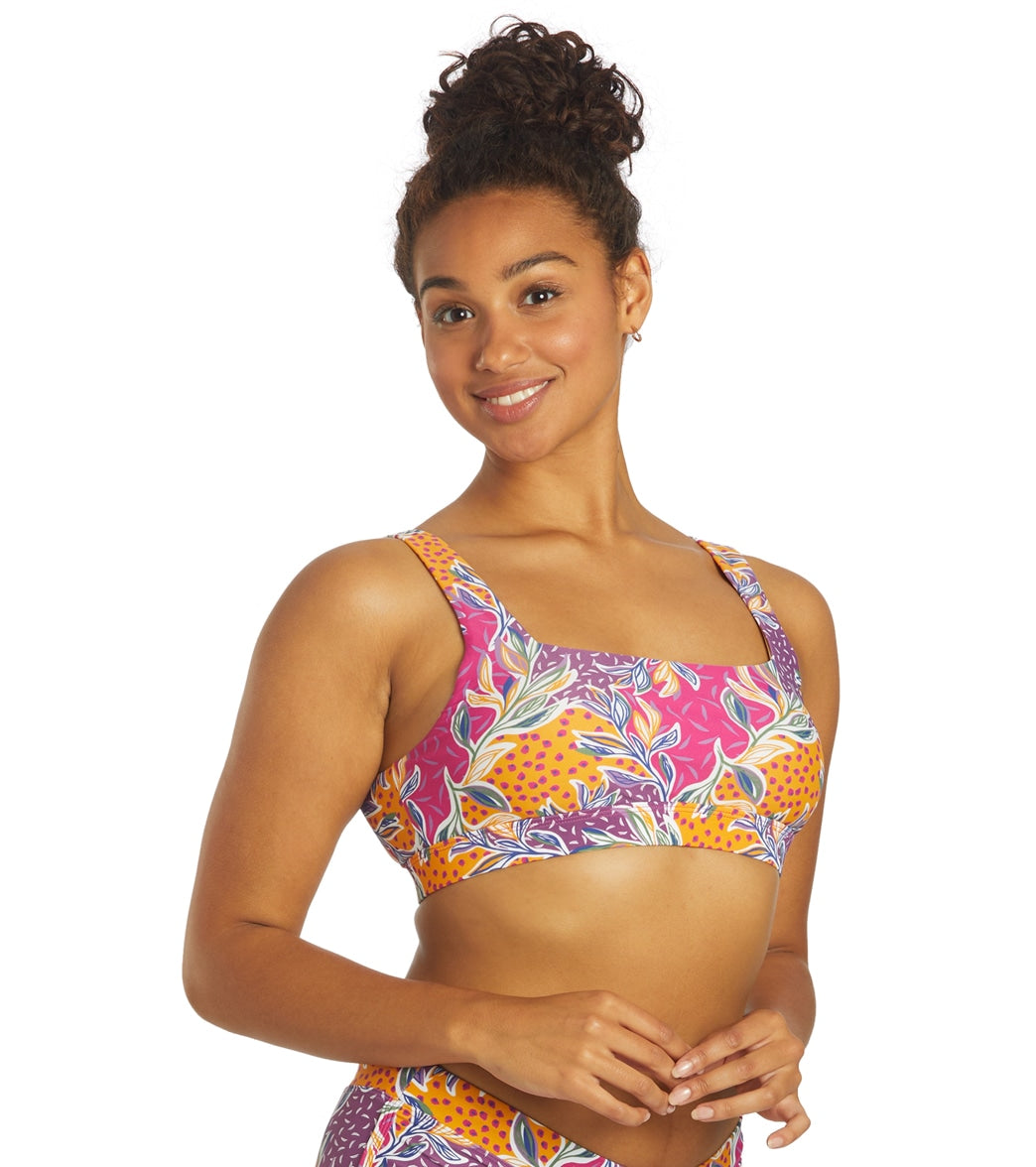 Sporti Active Floral Patchwork Scoop Back Bikini Top Floral Patchwork