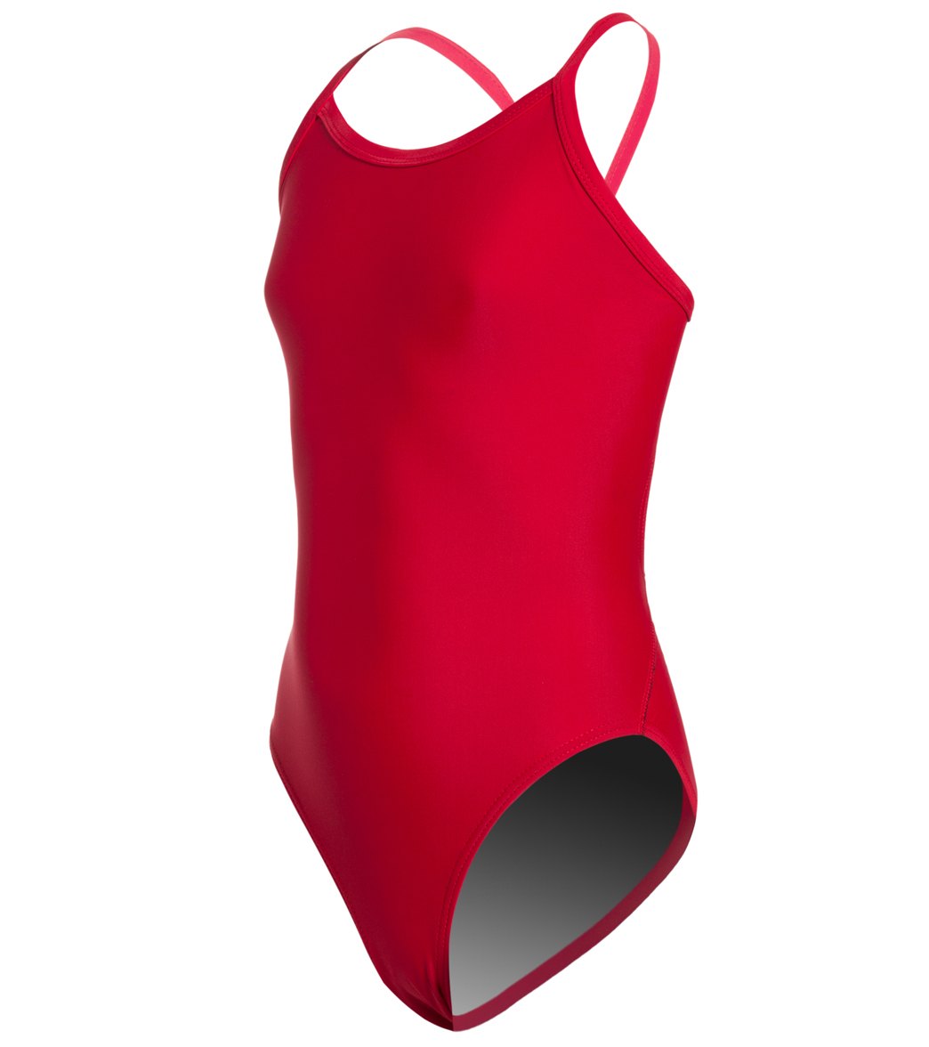 iSwim Essential Solid Thin Strap One Piece Swimsuit Youth (22-28) Red