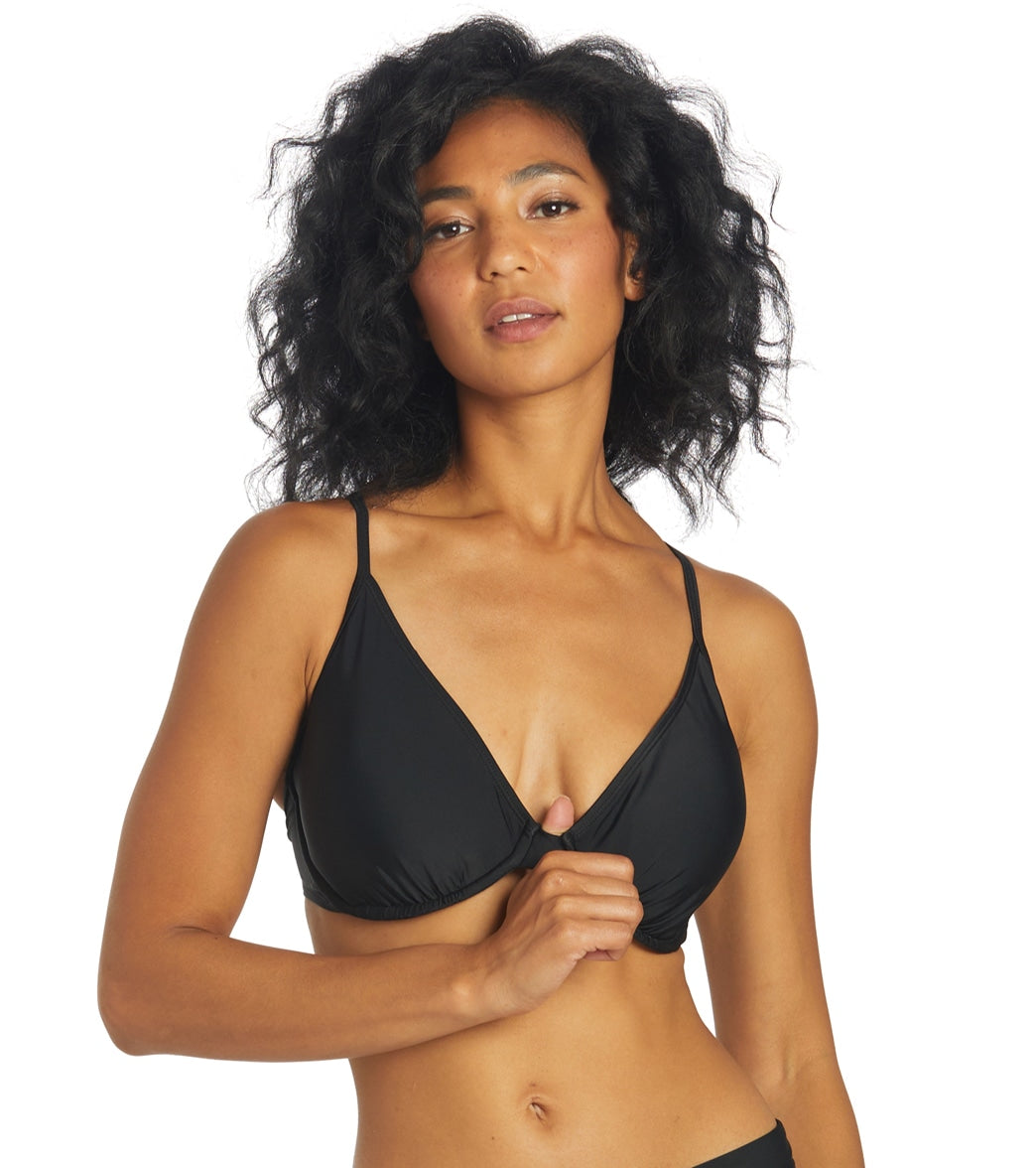 Sporti Solid Underwire Bikini Top (D/DD/E/F)  Black