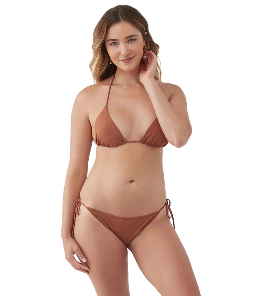 O'Neill Women's Saltwater Solids Maracas Tie Side Bikini Bottom Rustic Brown