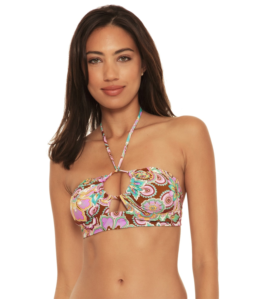 Becca Swim Women's Groovy Halter Bikini Top (D Cup) Multi