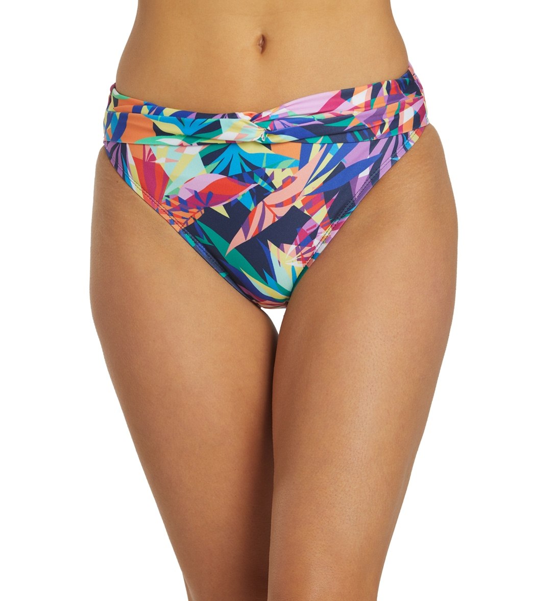 Dolfin Women's Aquashape Print Contemporary Knot Front Bikini Bottom