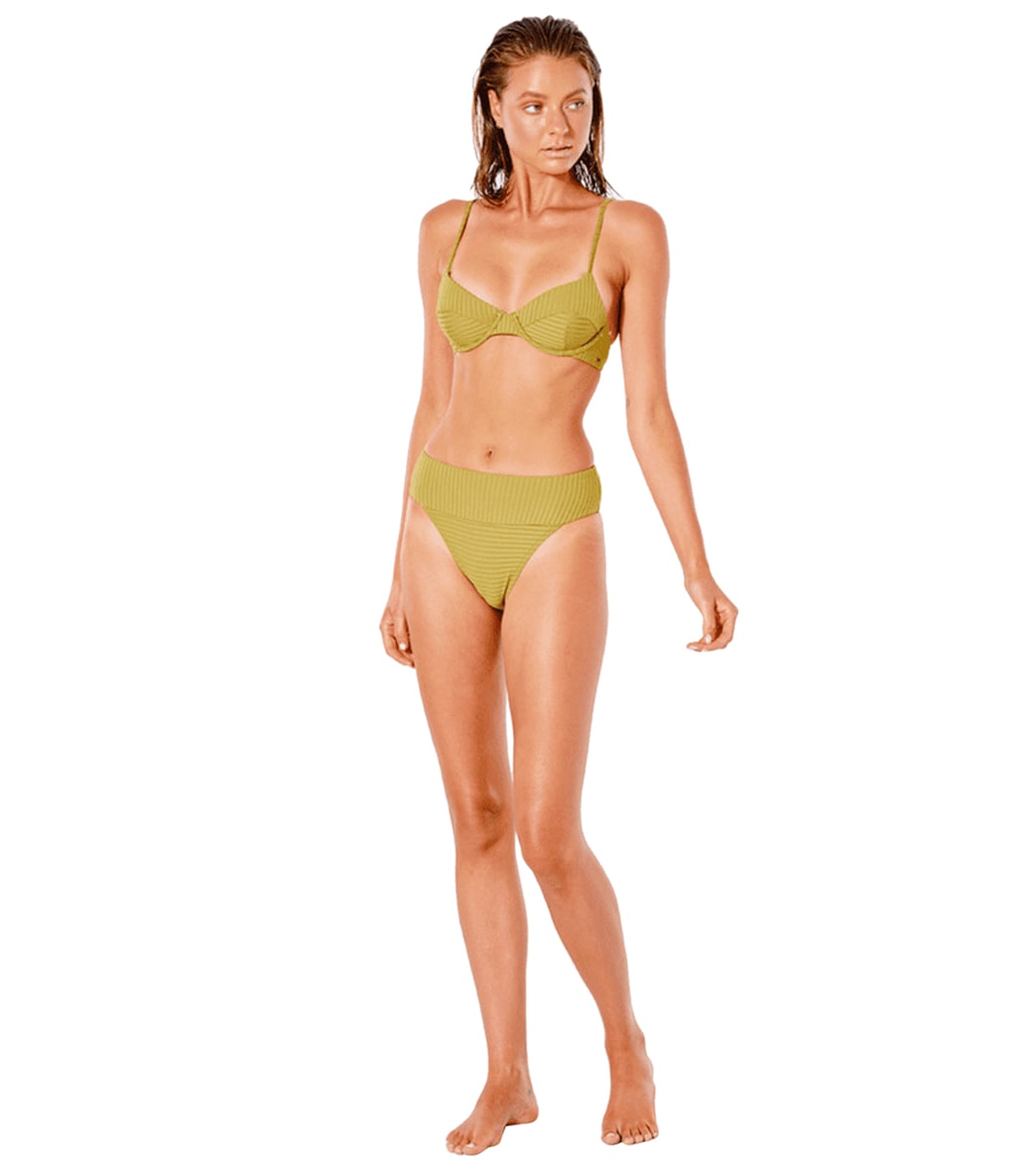 Rip Curl Women's Premium Surf Hi Waist Bikini Bottom Khaki