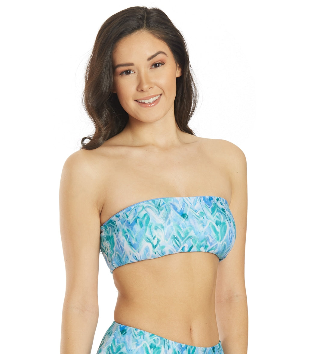 Splendid Women's Graffiti Reversible Bandeau Bikini Top Blu