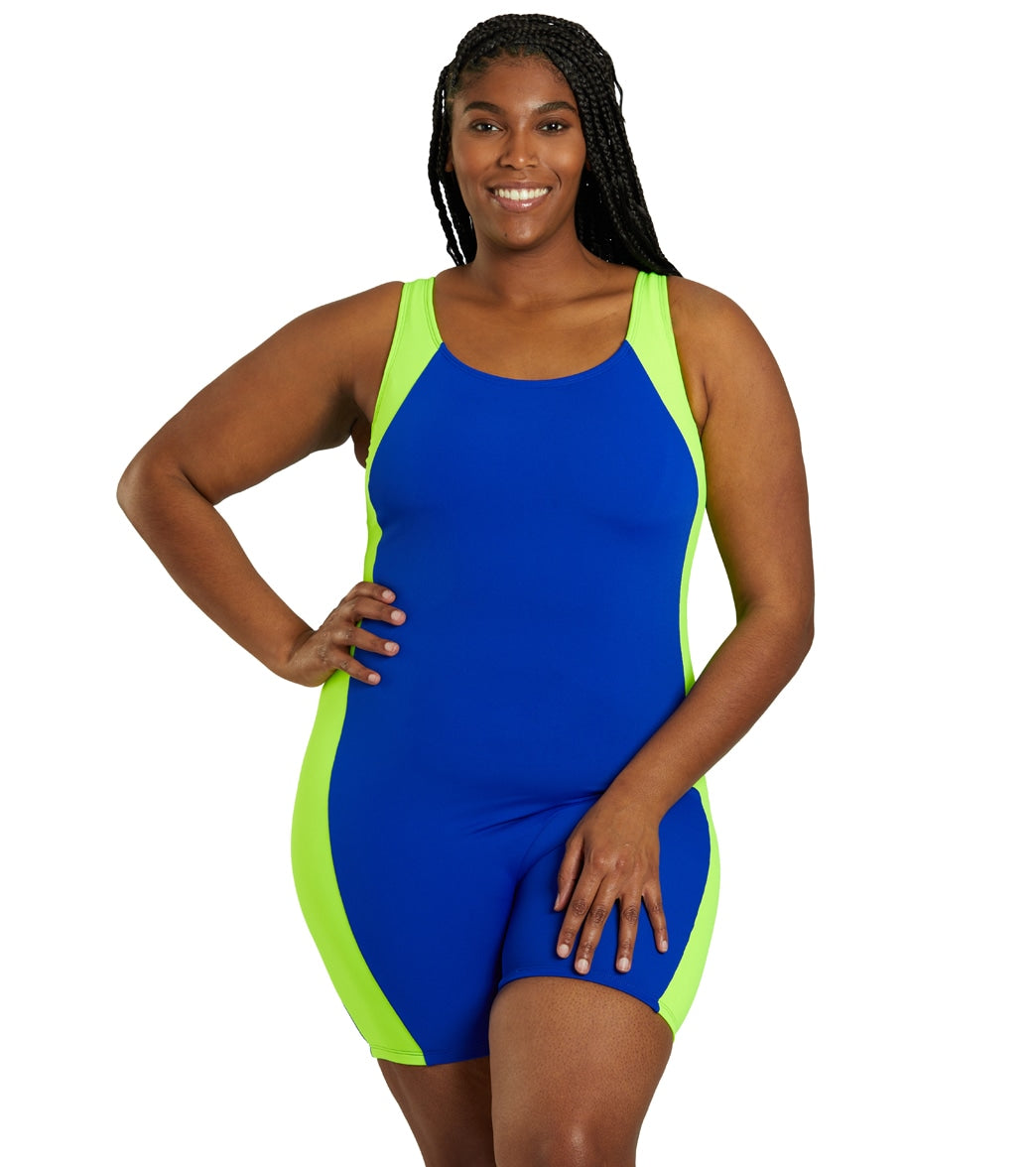 Sporti Plus Size HydroLast Chlorine Resistant Splice Scoop Back Unitard One Piece Swimsuit