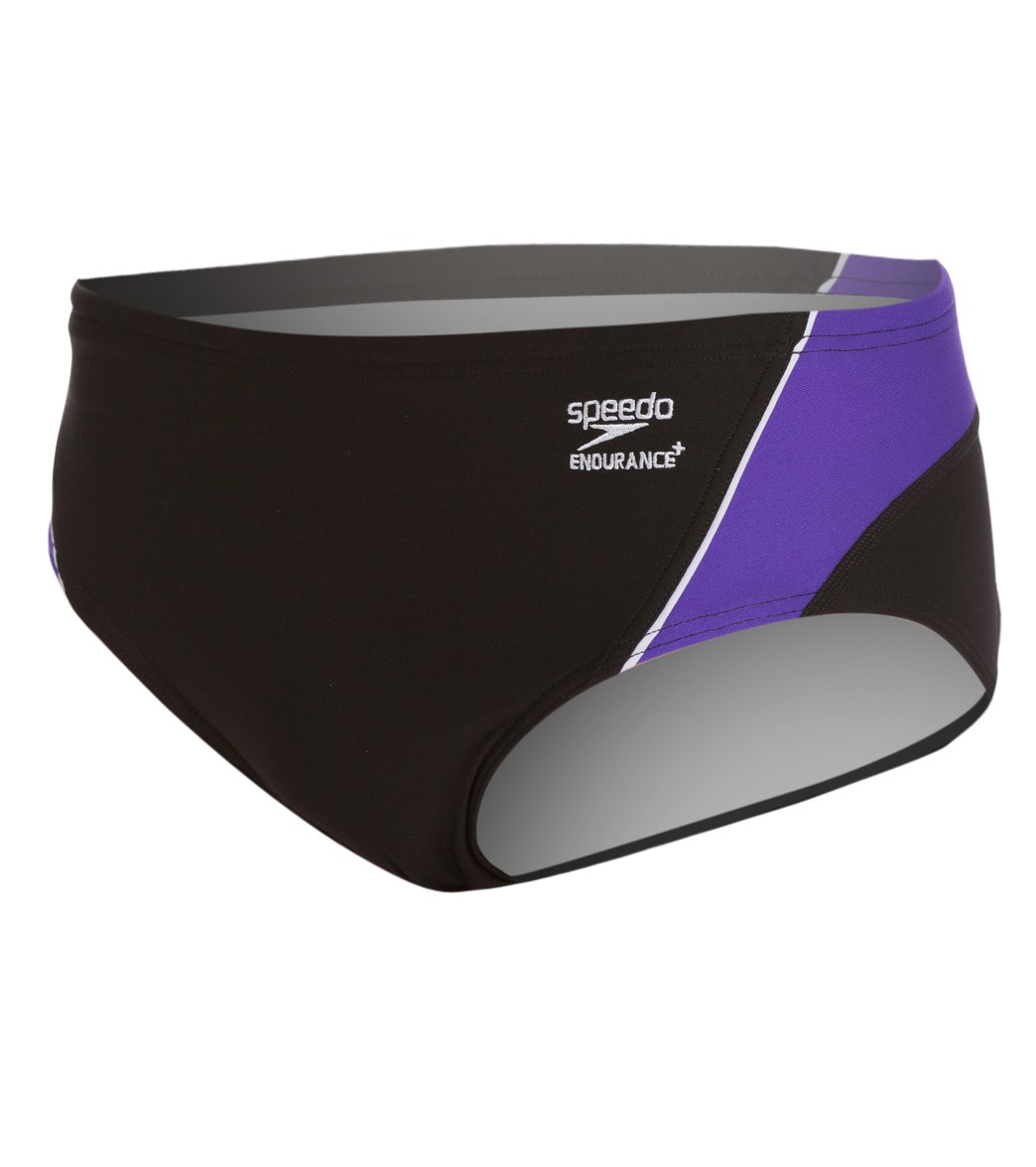 Speedo Launch Splice Endurance + Brief Swimsuit Black/Purple