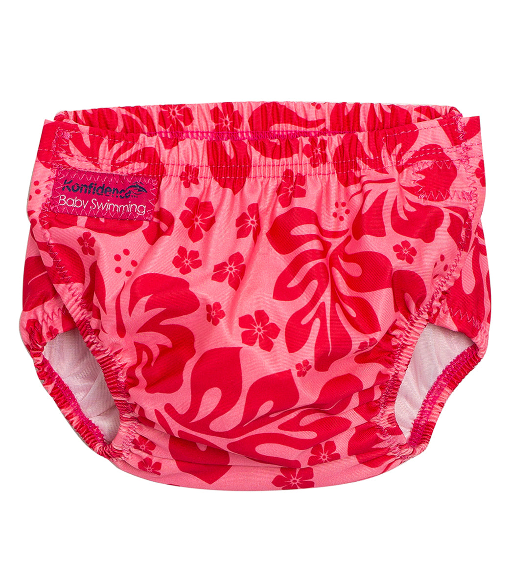 Konfidence Designer Adjustable Swim Diaper (Baby, Toddler) Pink Hibiscus