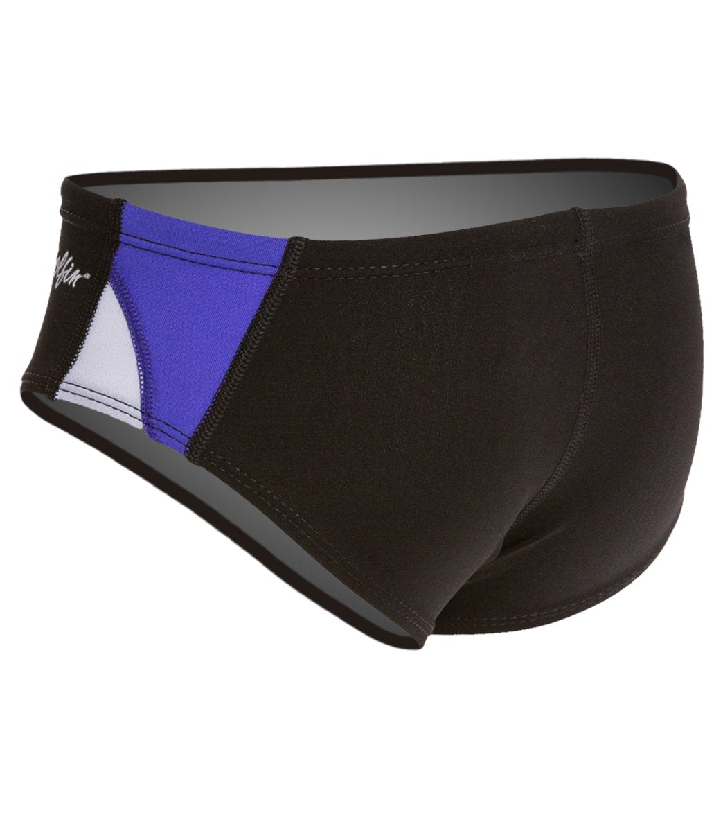 Dolfin Chloroban Color Block Youth Racer Brief Swimsuit Black/Purple/White