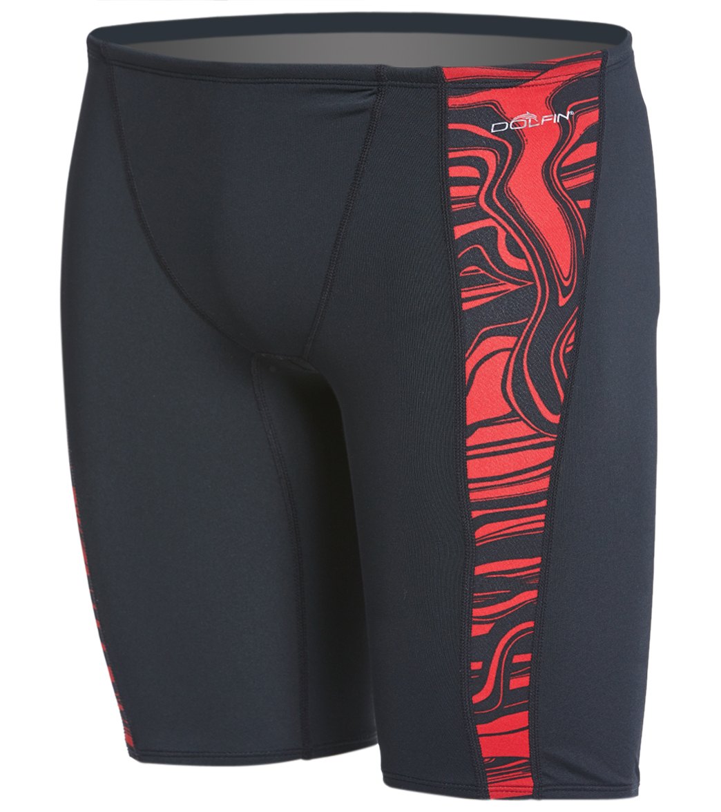 Dolfin Reliance Men's Lava Spliced Jammer Swimsuit Red Lava