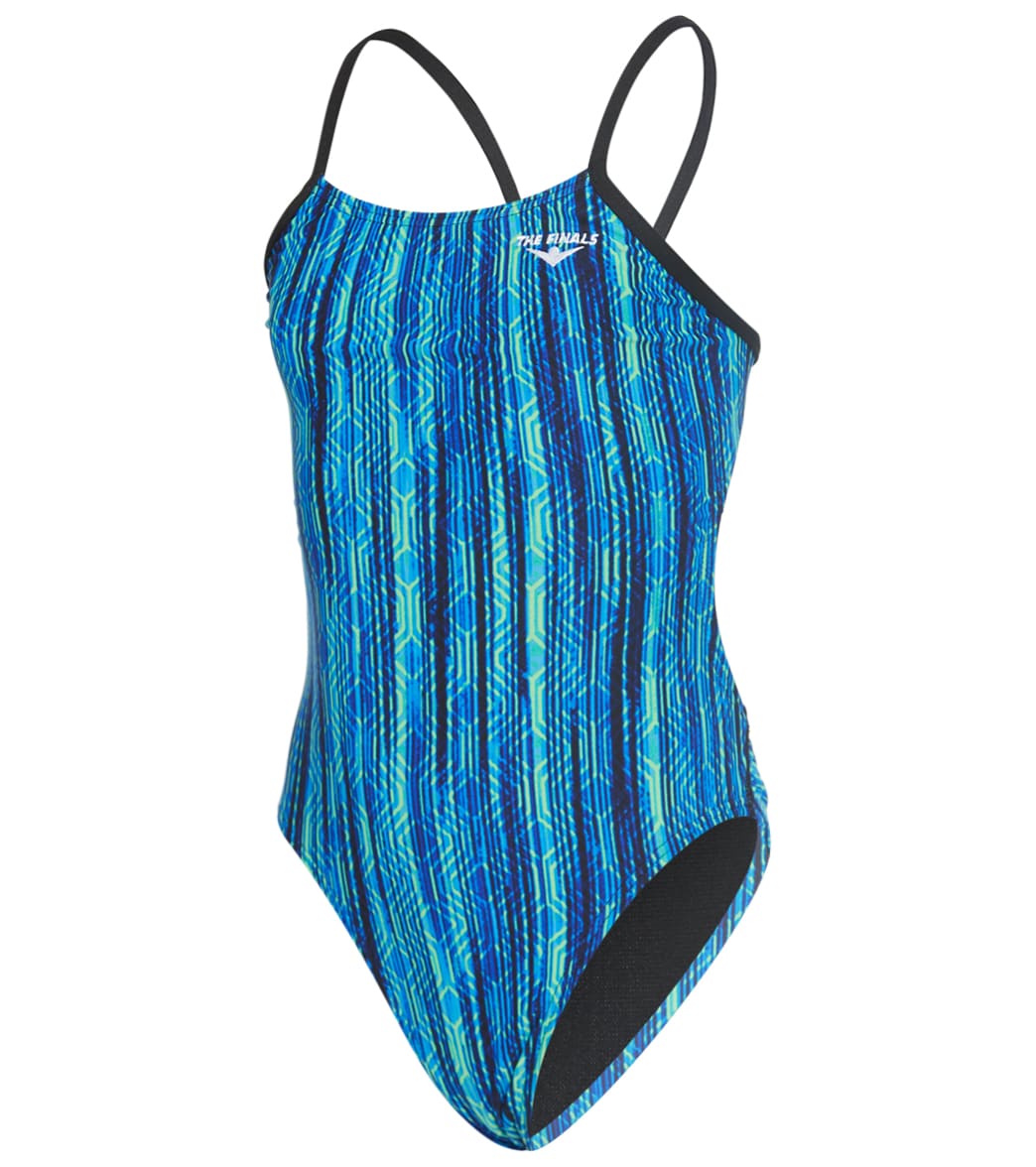 The Finals Girls' Zircon Swan Back One Piece Swimsuit Blue/Green