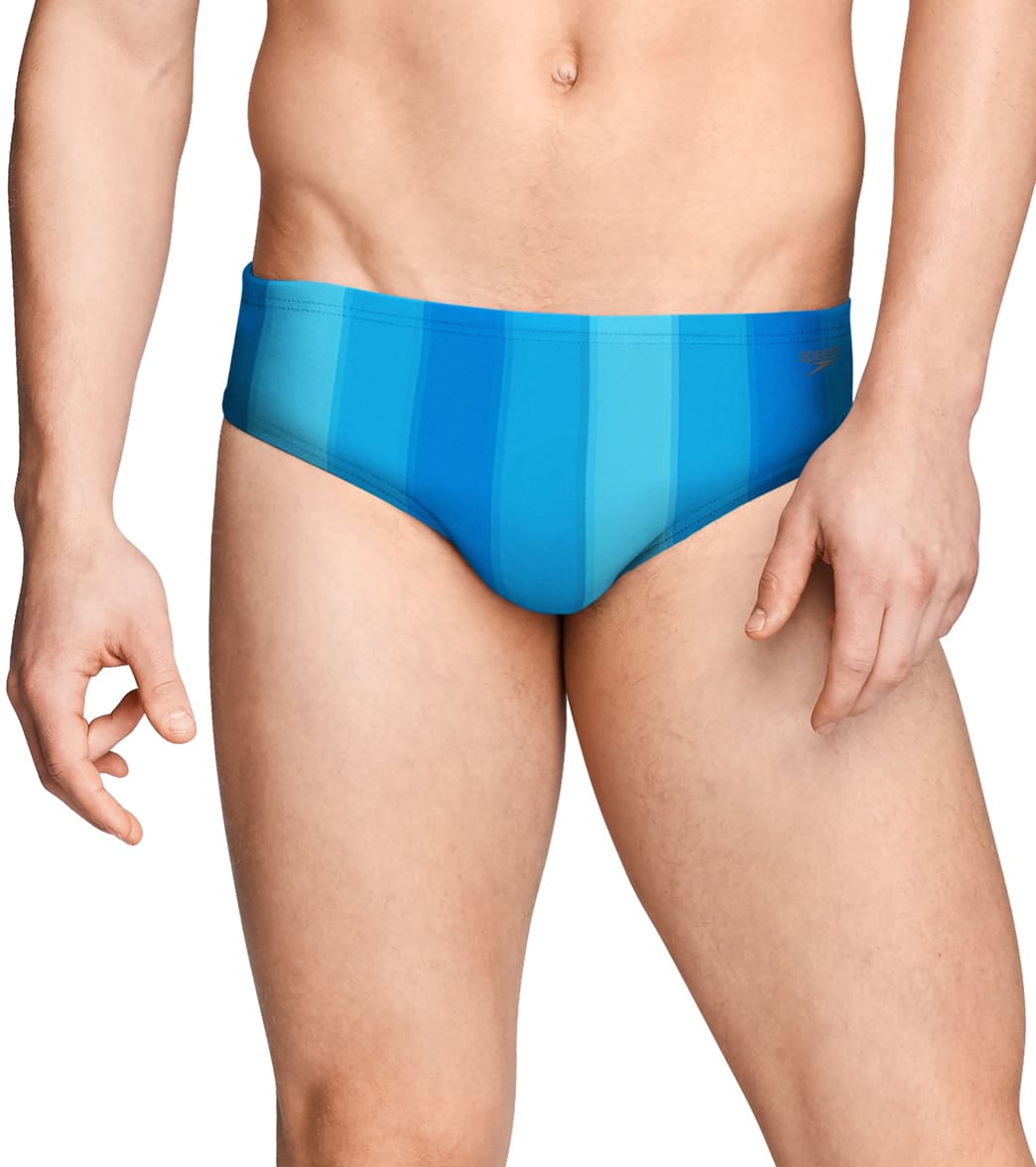 Speedo Men's Printed Brief Swimsuit Blue Jewel