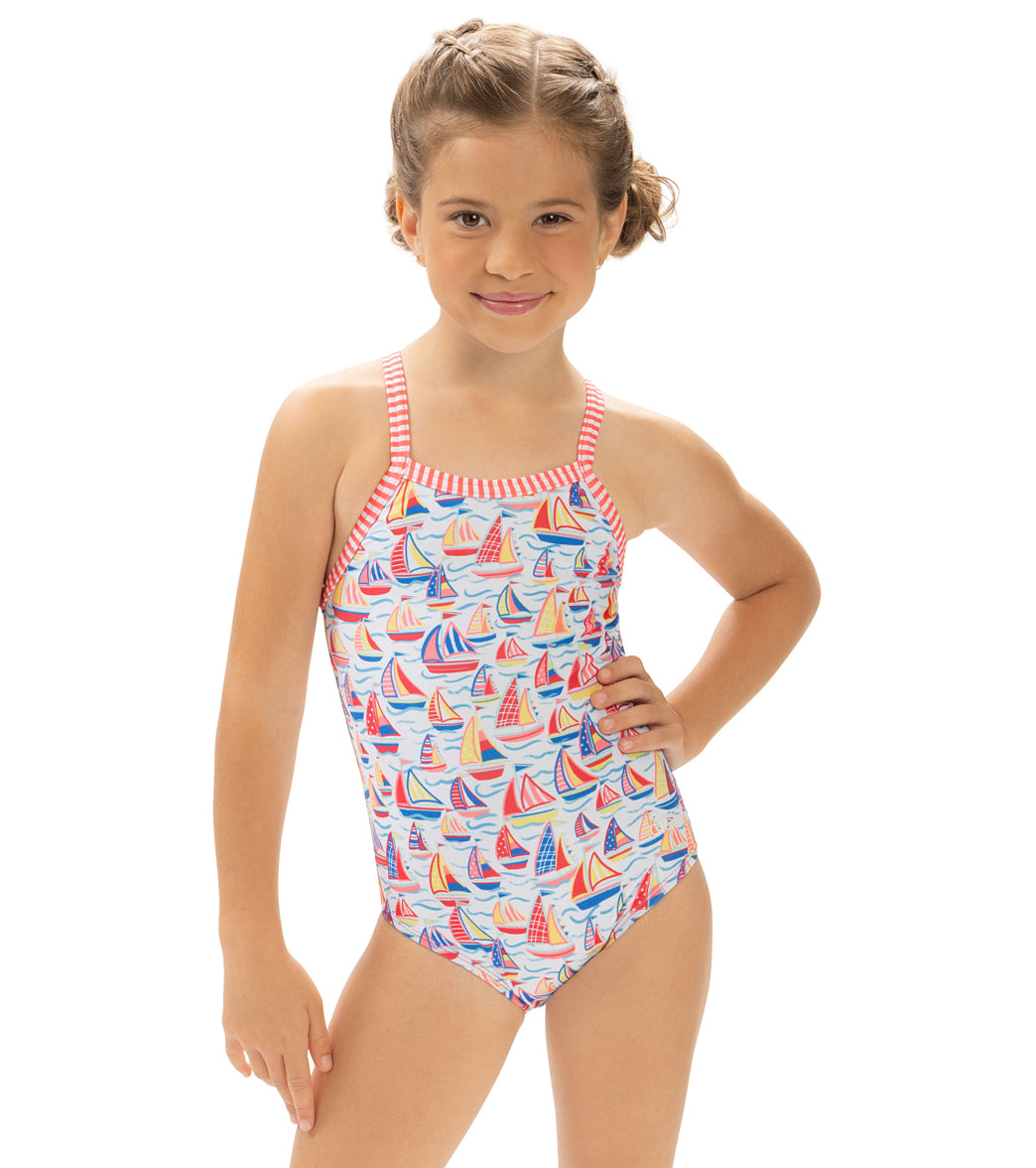 Dolfin Girls' High Tide Printed One Piece Swimsuit (Little Kid) High Tide