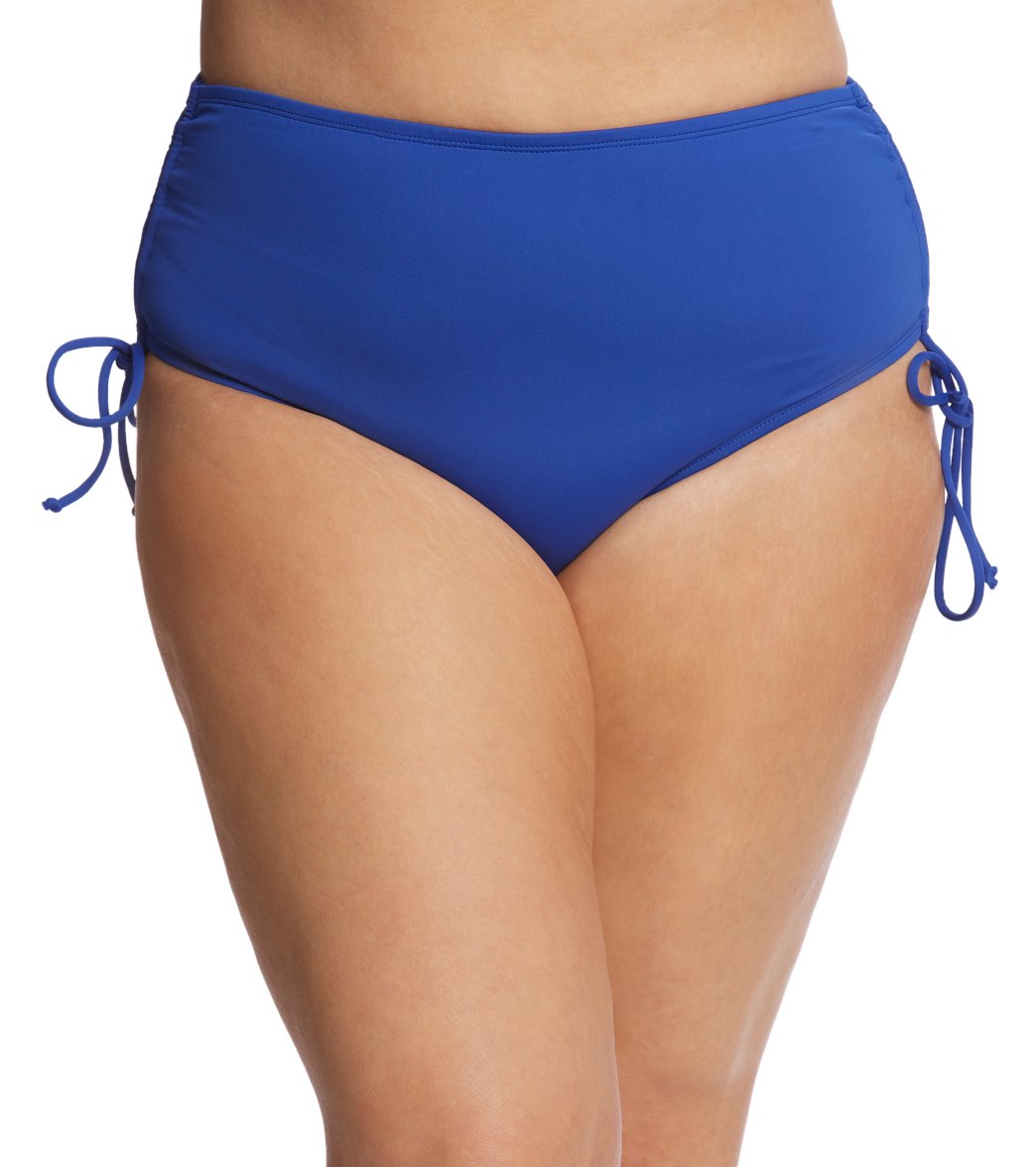 Beach House Plus Size Solid Hayden High Waisted Adjustable Side Bikini Bottom Marine