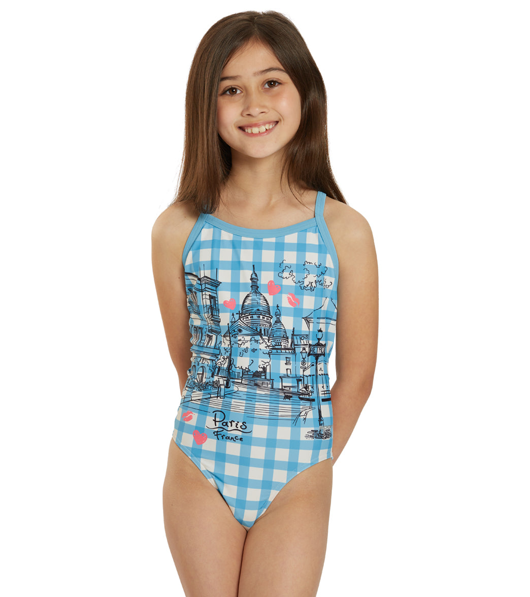 Sporti Paris Bistro Blues Thin Strap One Piece Swimsuit (22-44) Bistro Blues