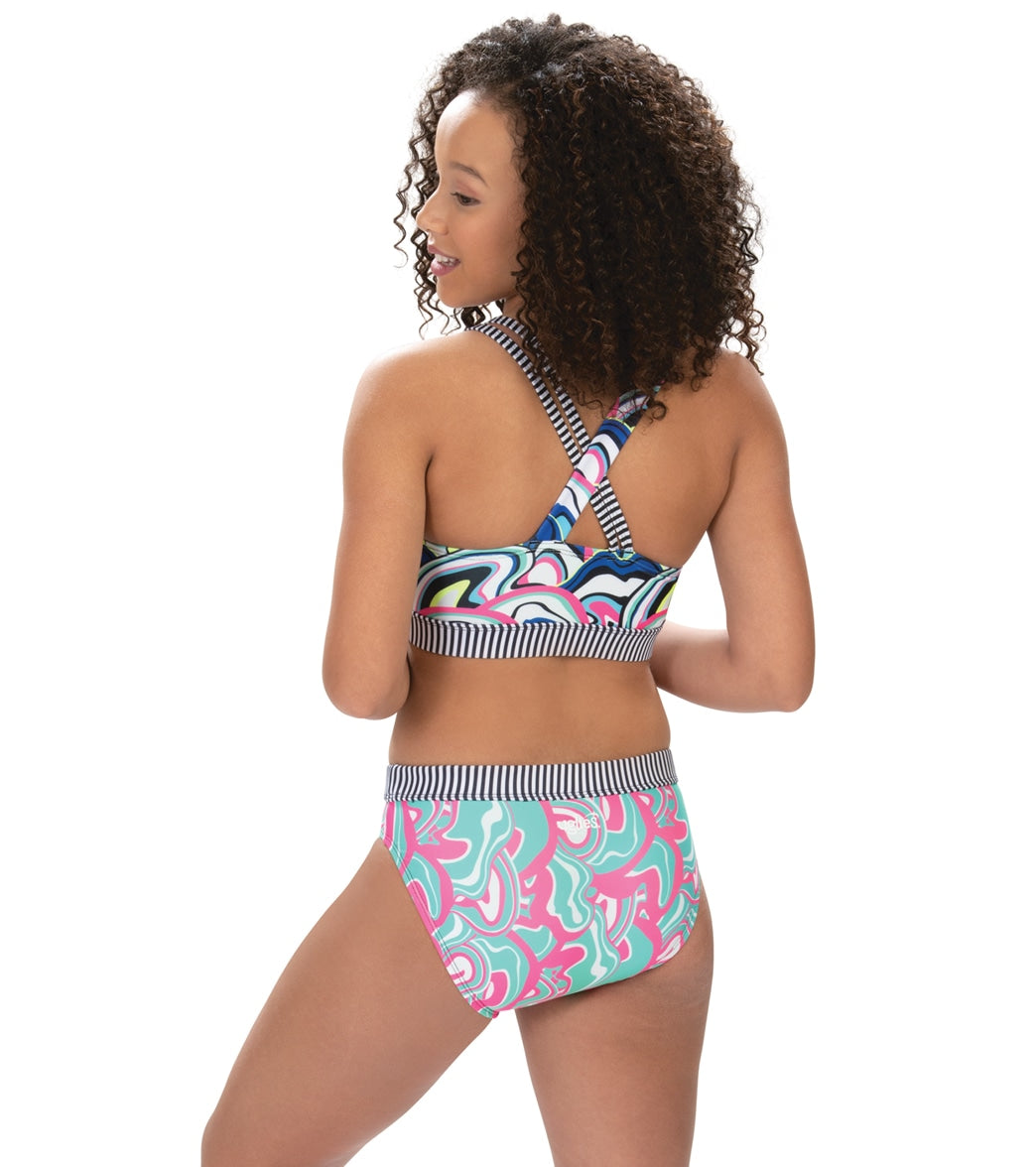 Dolfin Uglies Women's Asymmetrical Two Piece Work Out Swimsuit Off Beat/Ripple