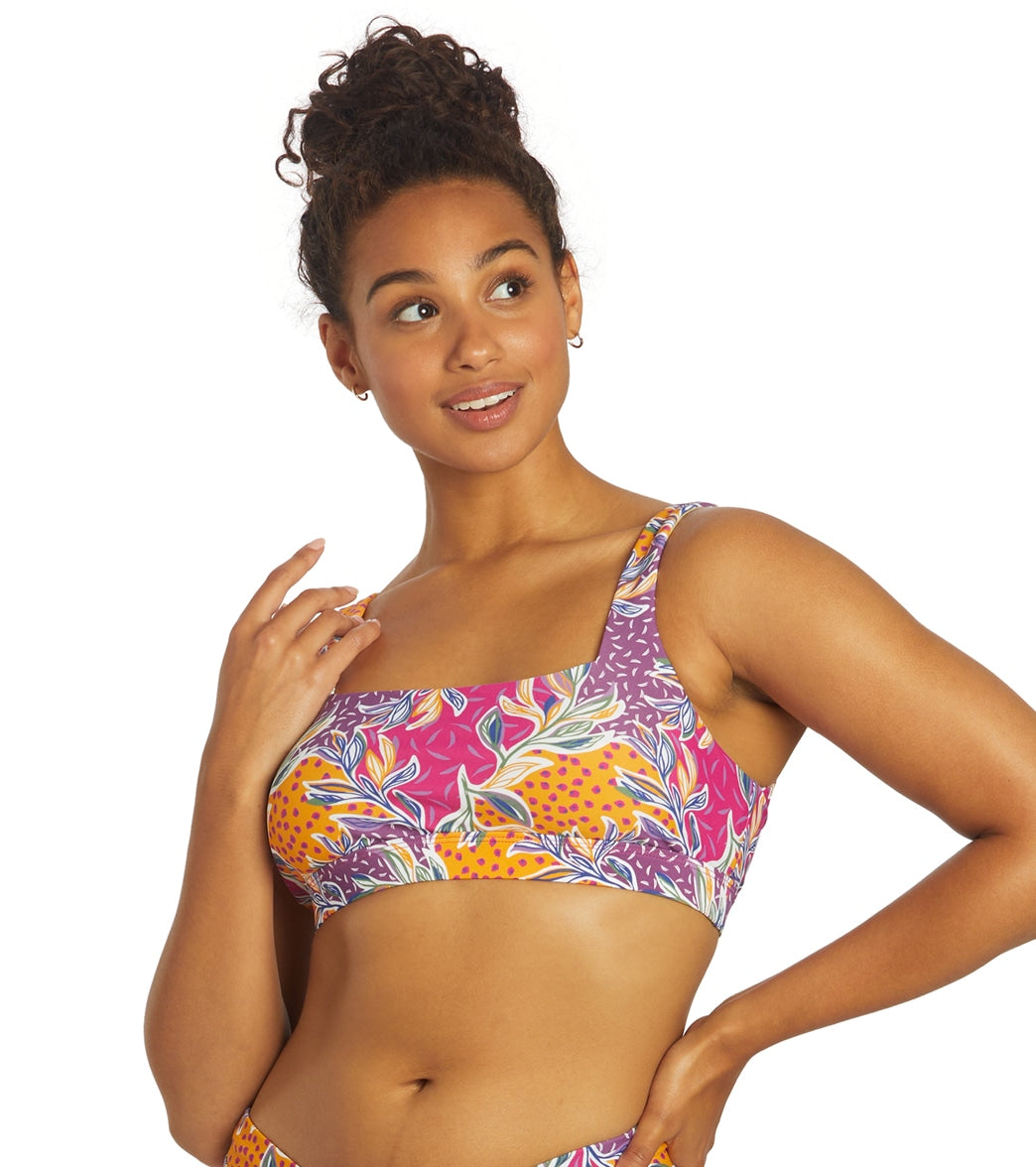 Sporti Active Floral Patchwork Scoop Back Bikini Top Floral Patchwork