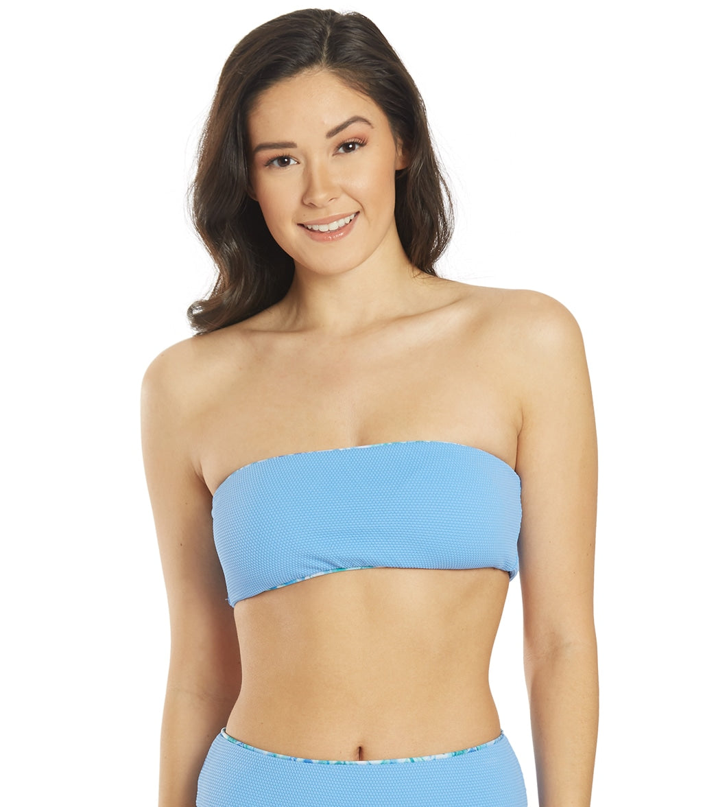 Splendid Women's Graffiti Reversible Bandeau Bikini Top Blu