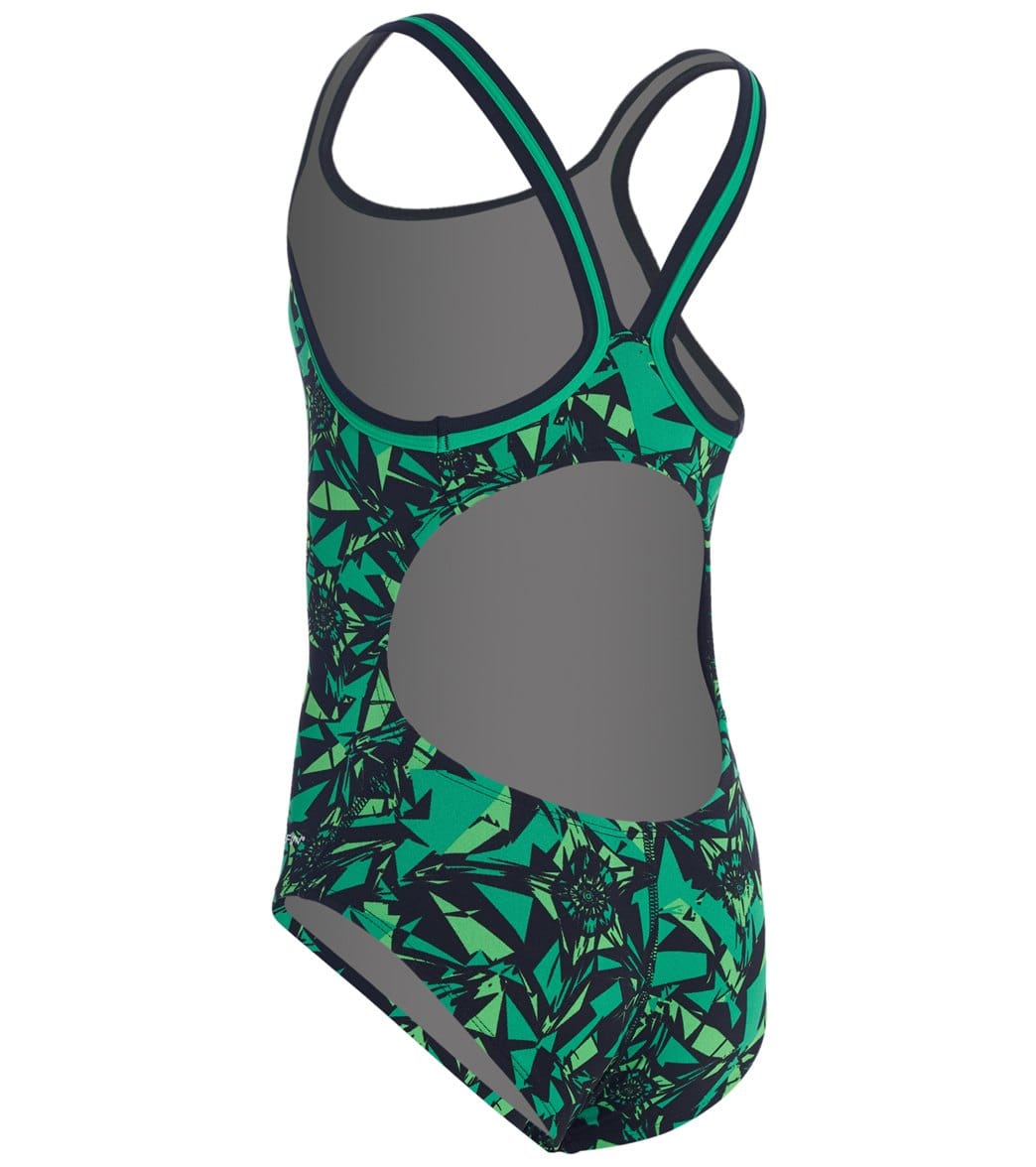 Dolfin Girls' Reliance Ion DBX V-Back One Piece Swimsuit Green