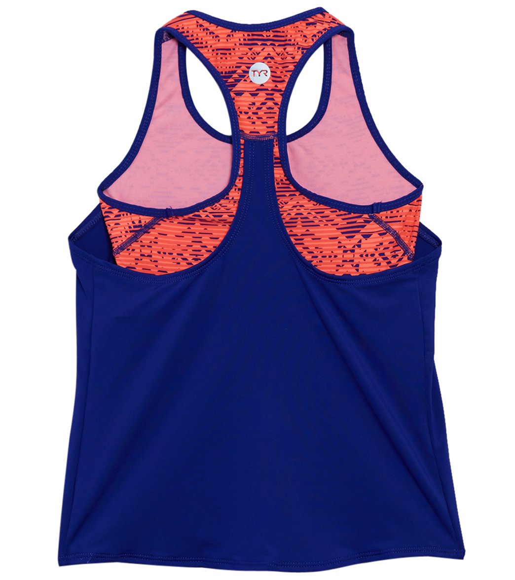 TYR Girls' Conquest Ava 2 in 1 Tankini Top (Big Kid)