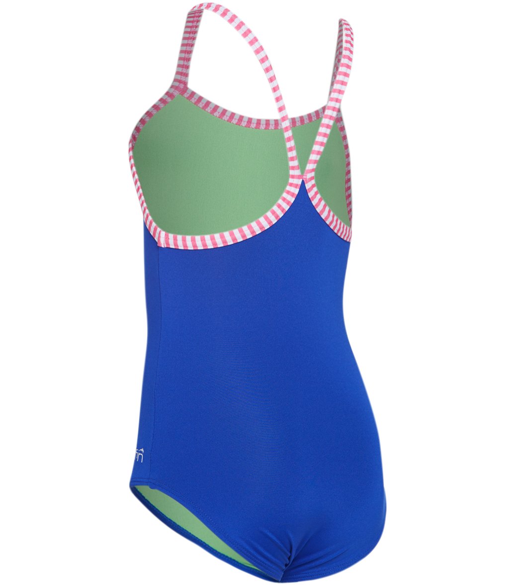 Dolfin Girls' Solid One Piece Swimsuit (Toddler, Little Kid) Blue