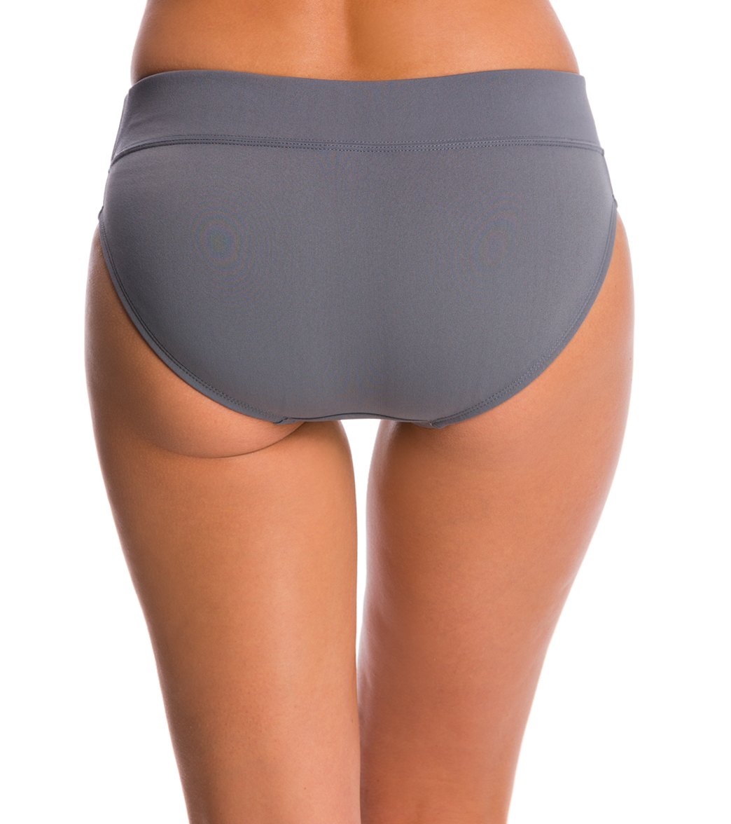 Dolfin Aquashape Solid High Waisted Moderate Cut Brief Swimsuit Gray