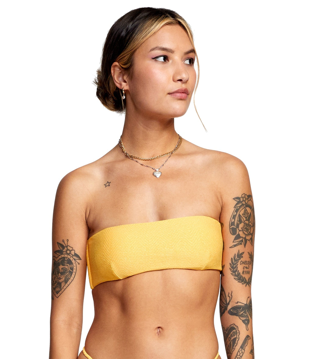 RVCA Women's Brightside  Bandeau Bikini Top Marigold