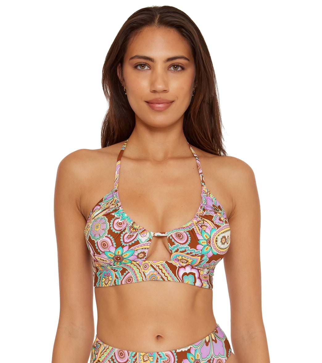 Becca Swim Women's Groovy Halter Bikini Top (D Cup) Multi