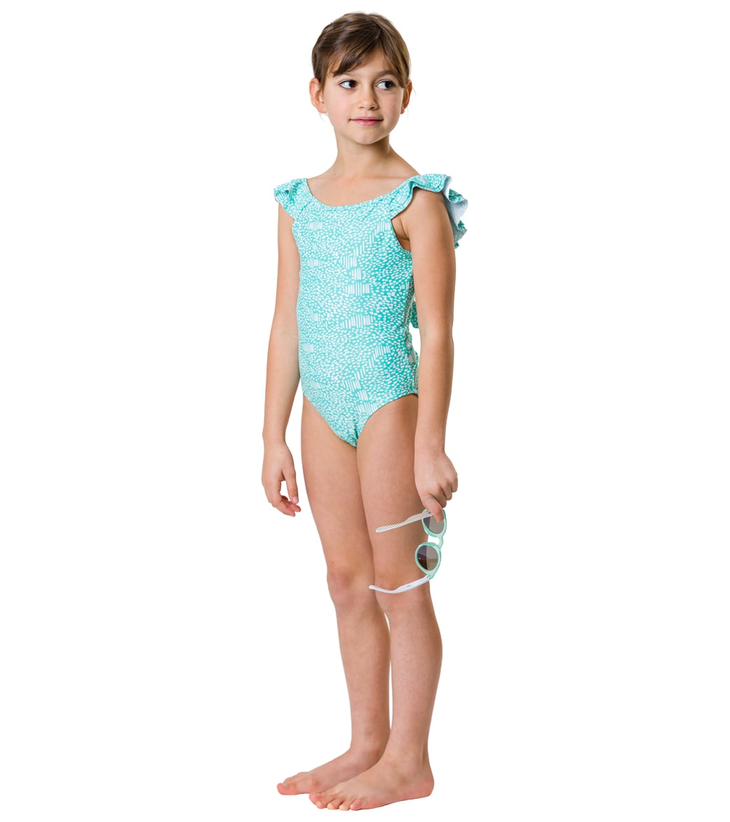 Snapper Rock Girls' Spearmint Spot Flutter Swimsuit (Toddler, Little Kid, Big Kid) Mint