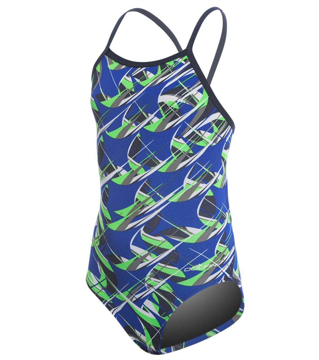 Dolfin Youth Reliance Predator V Back One Piece Swimsuit Blue/Green