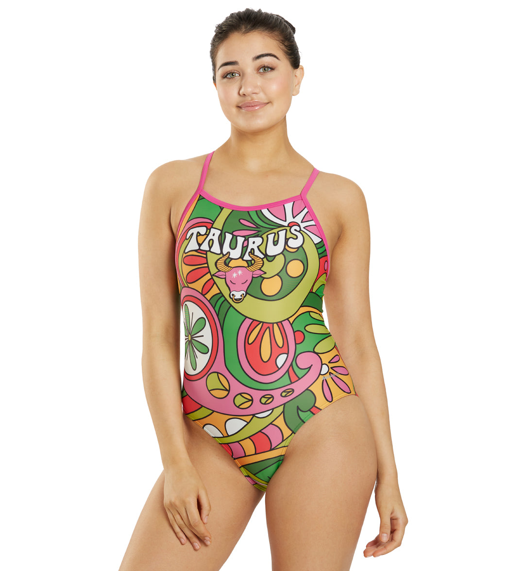 Sporti Groovy Zodiac Taurus Thin Strap One Piece Swimsuit (22-44)