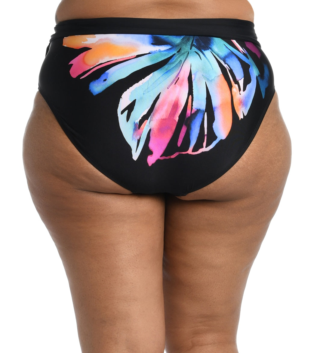 La Blanca Women's Plus Size Prism Palm Convertible High Waist Bikini Bottom