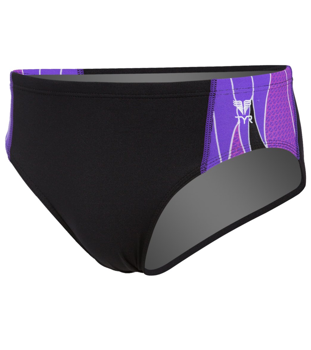 TYR Phoenix Splice Racer Brief Swimsuit Black/Purple