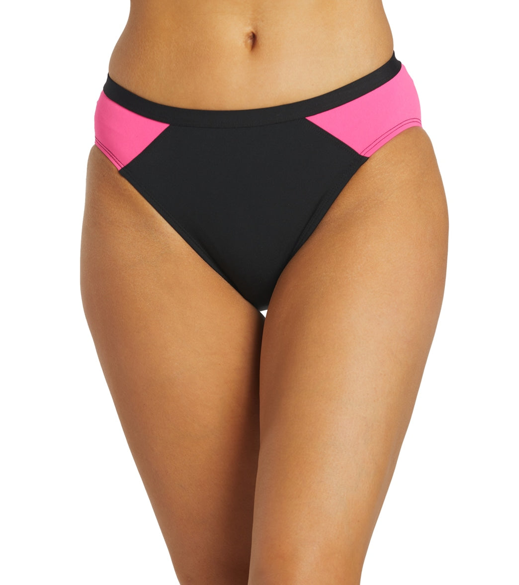 FINZ Women's Color Block Bikini Bottom Black/Pink