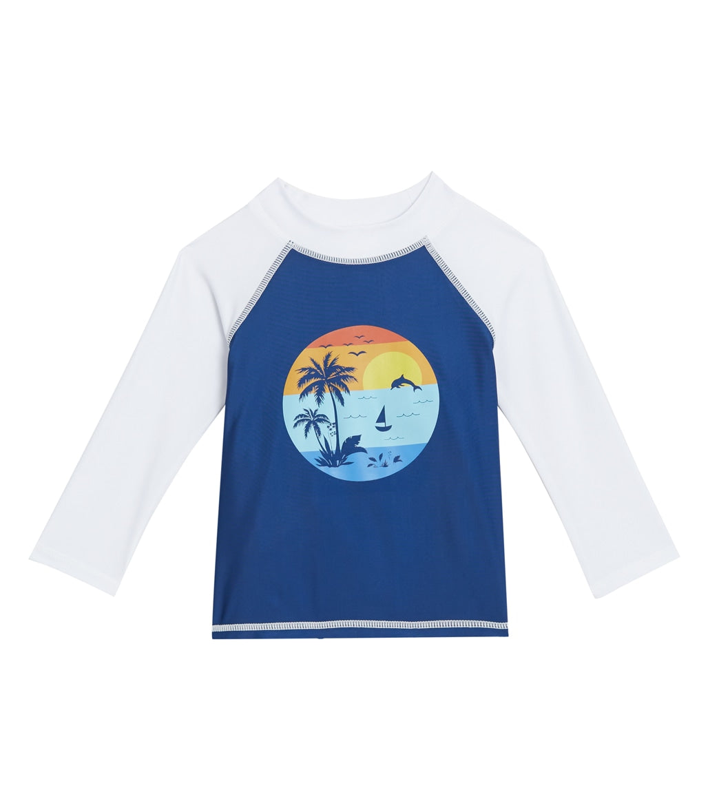 Flap Happy Girls' Sunset Palms UPF 50+ Rash Guard (Baby, Toddler, Little Kid)