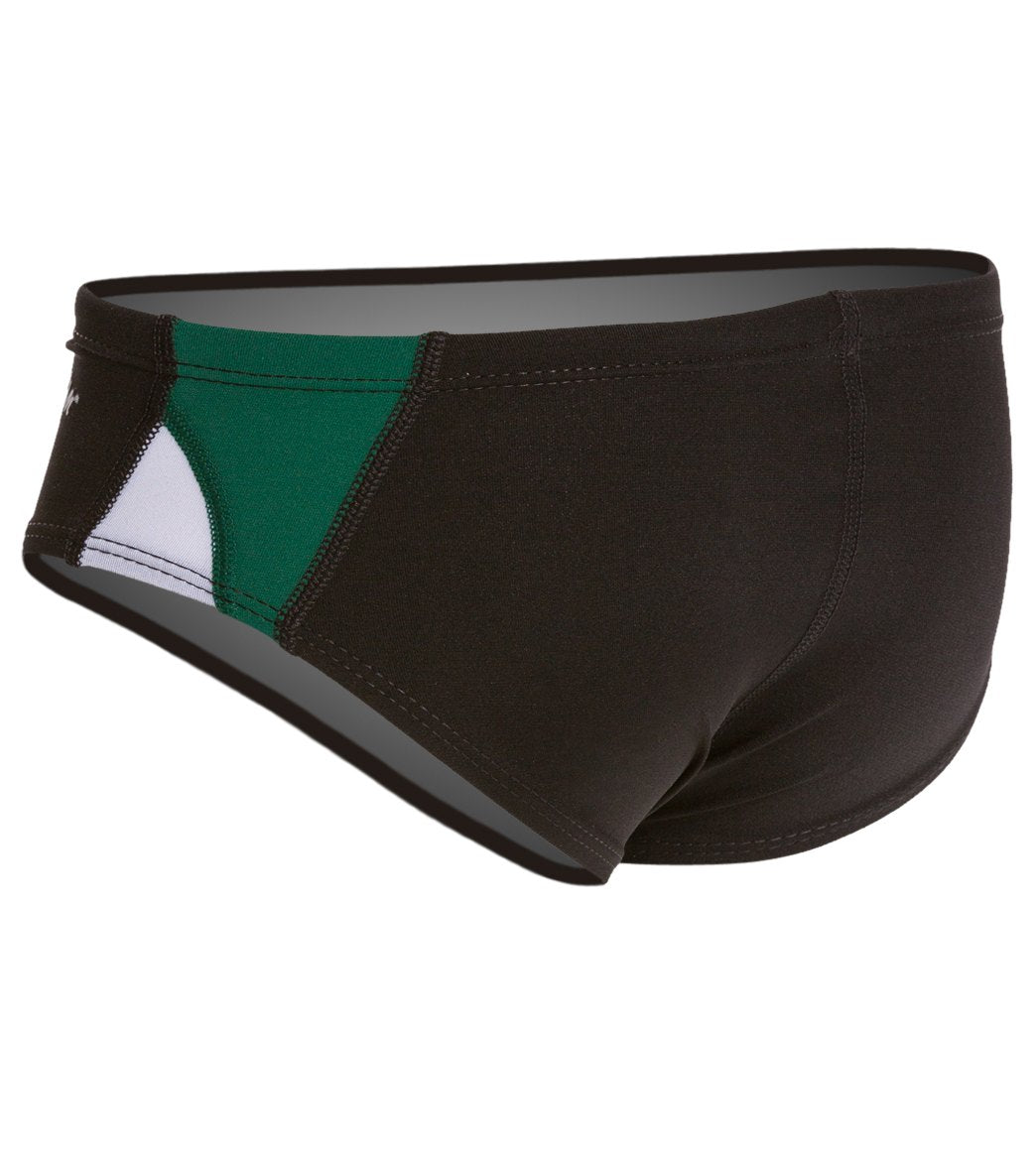 Dolfin Chloroban Color Block Youth Racer Brief Swimsuit Black/Forest/White