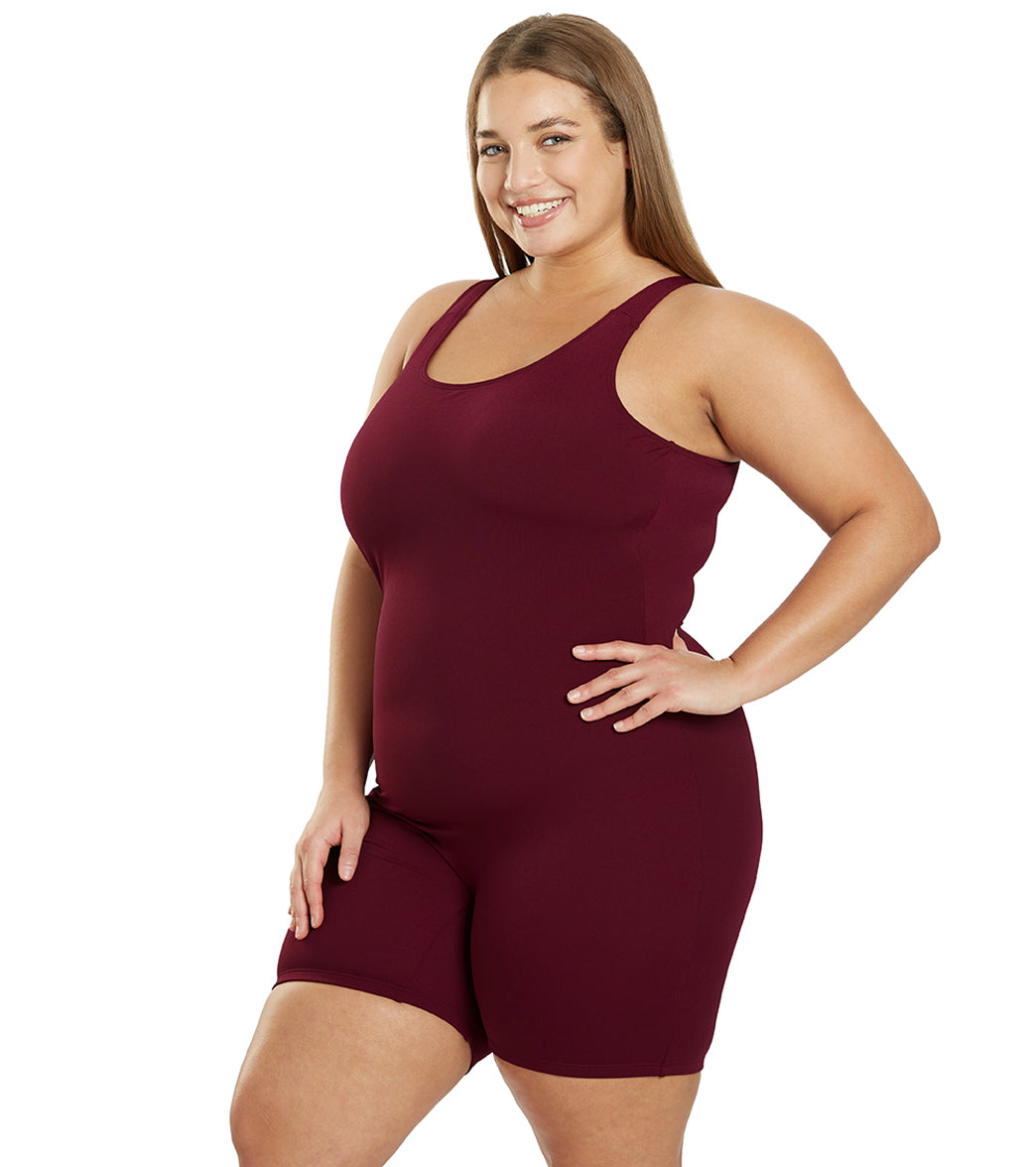 Sporti Plus Size HydroLast Chlorine Resistant Scoop Back Unitard One Piece Swimsuit