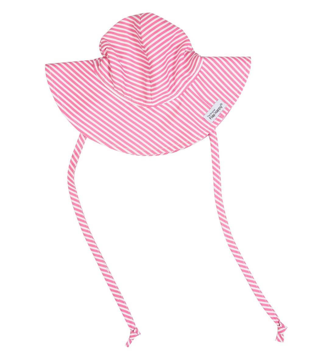 Flap Happy Girls' Preppy Pink Stripe UPF 50+ Floppy Hat