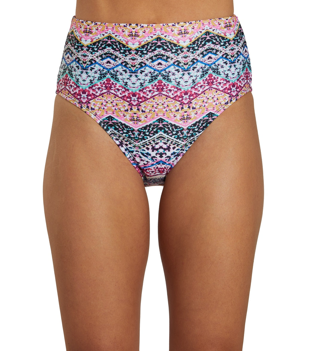 Dolfin Women's Aquashape Print High Waist Contemporary Bikini Bottom