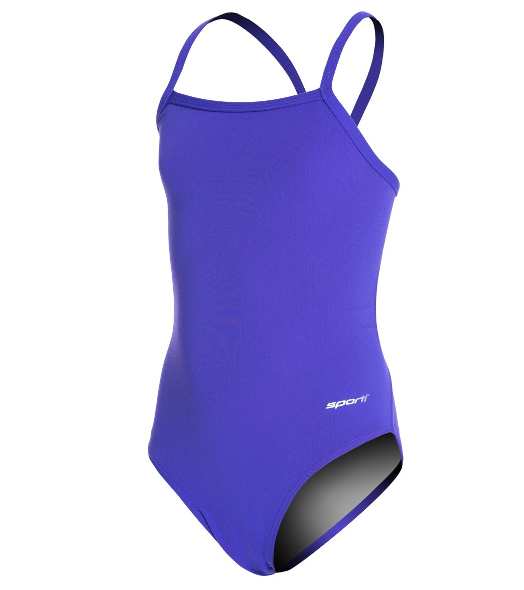 Sporti HydroLast Solid Thin Strap One Piece Swimsuit Youth (22-28) Purple