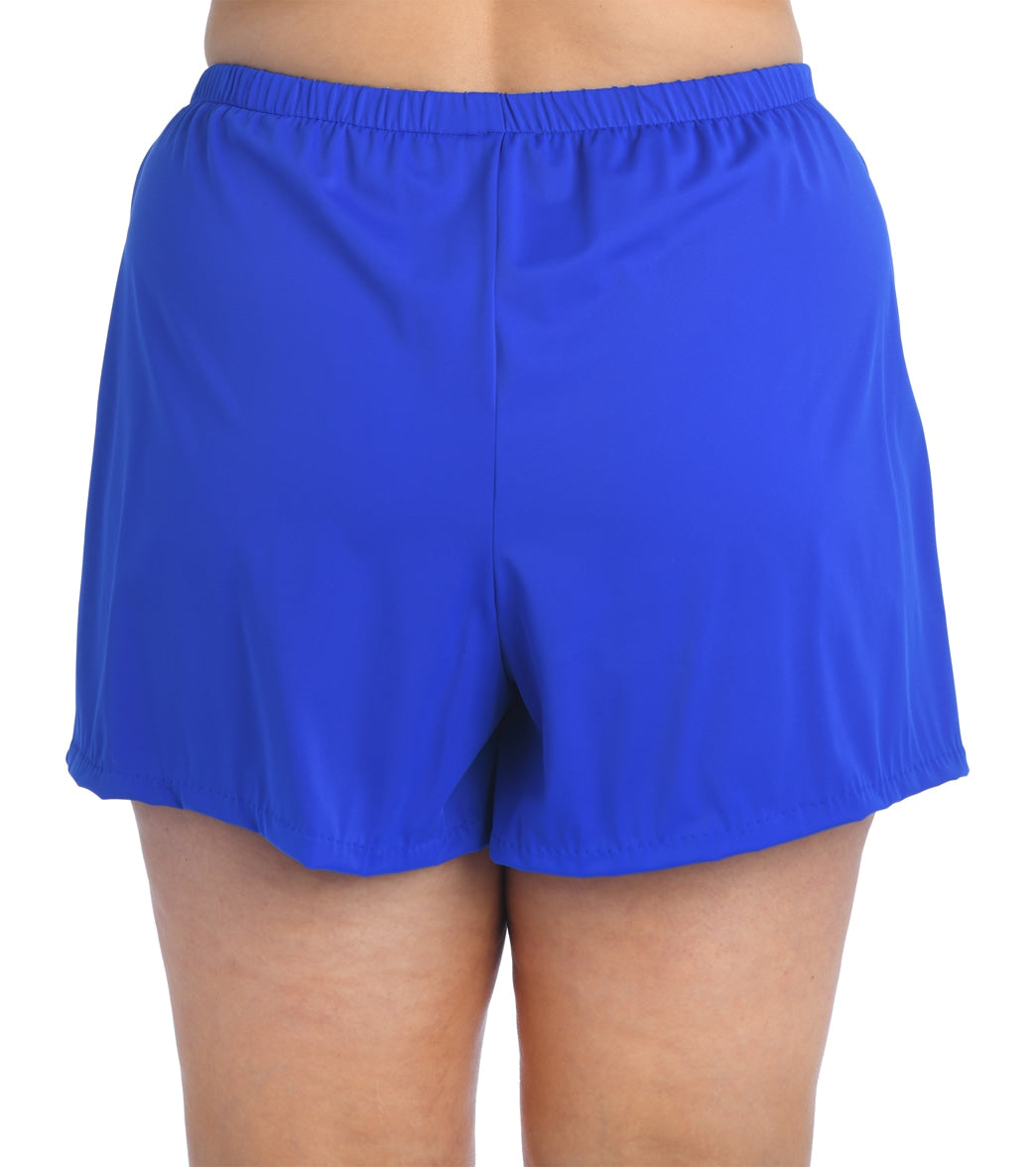 Maxine Plus Size Solid Swim Short  Cobalt