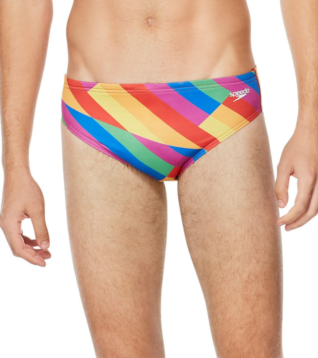 Speedo Pride Men's Printed One Brief Swimsuit Sliced Squares