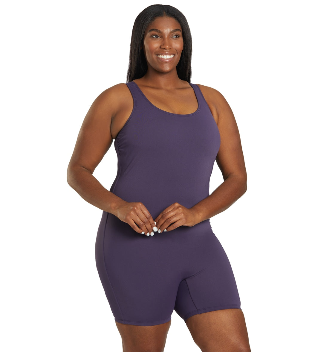 Sporti Plus Size HydroLast Chlorine Resistant Scoop Back Unitard One Piece Swimsuit