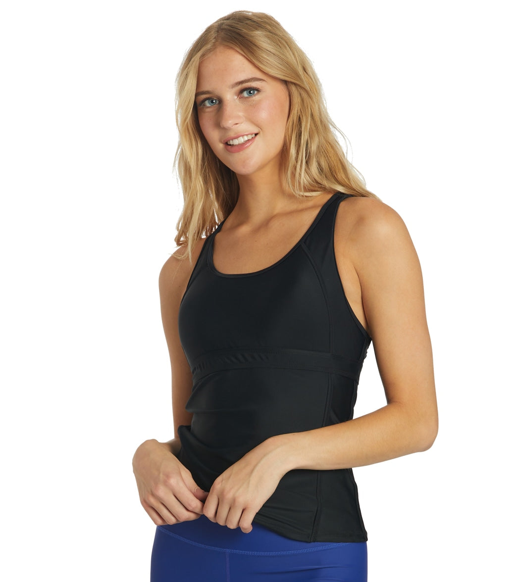 Sporti Active Racerback Solid Tankini Top Black/Black