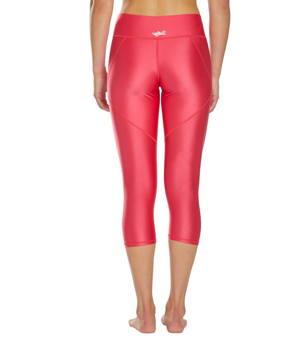 Dolfin Uglies Women's Revibe Solid High-Shine Aqua Capri Pant Cherry Pink