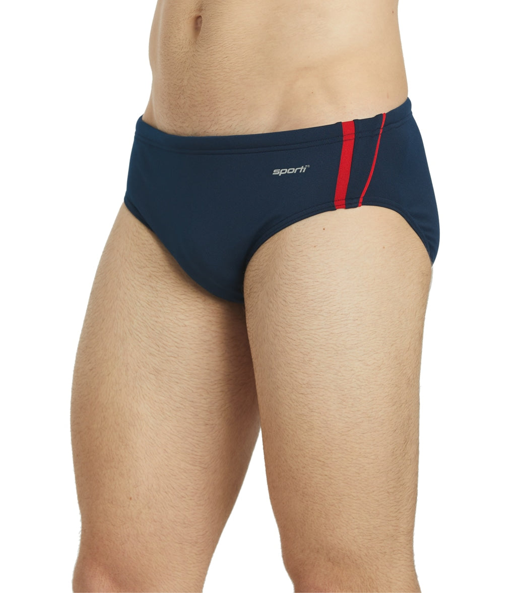 Sporti HydroLast Splice Brief Swimsuit (22-40) Navy/Red