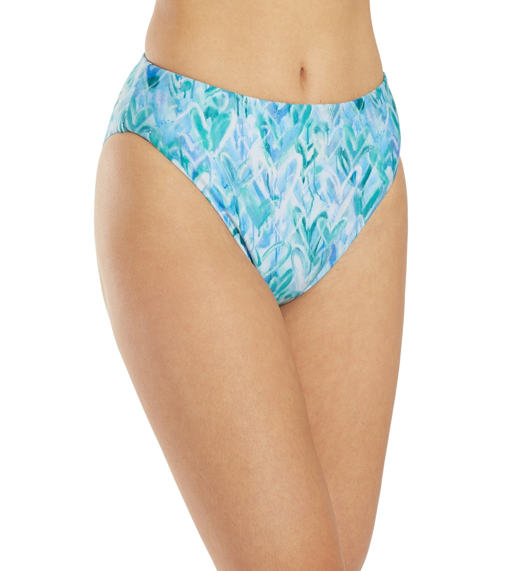 Splendid Women's Graffiti Reversible High Waist Bikini Bottom Blu