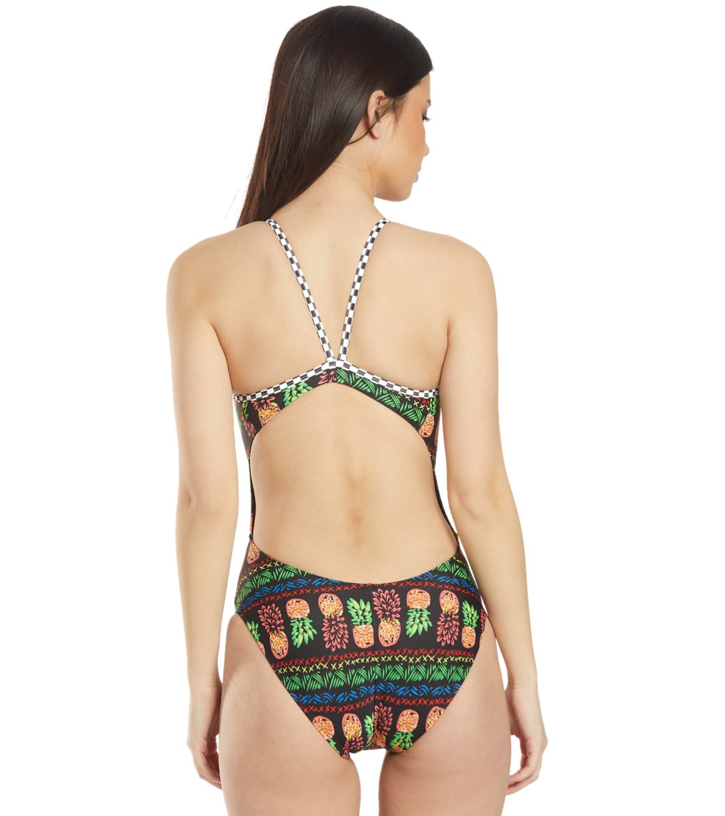 The Finals Funnies Women's Tropic Party Non-Foil Wing Back One Piece Swimsuit Multi